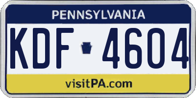 PA license plate KDF4604