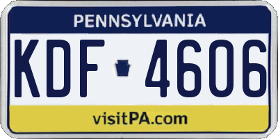 PA license plate KDF4606