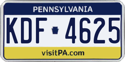 PA license plate KDF4625