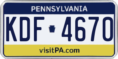 PA license plate KDF4670