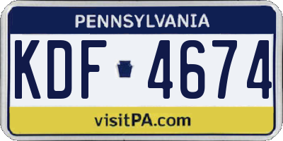 PA license plate KDF4674