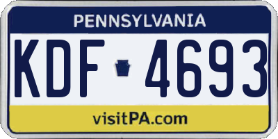 PA license plate KDF4693