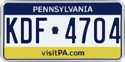 PA license plate KDF4704