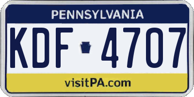 PA license plate KDF4707