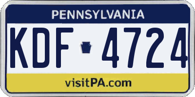 PA license plate KDF4724