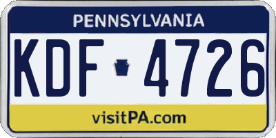 PA license plate KDF4726