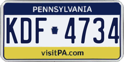 PA license plate KDF4734