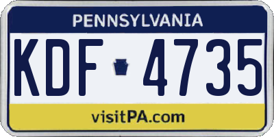 PA license plate KDF4735