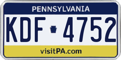 PA license plate KDF4752