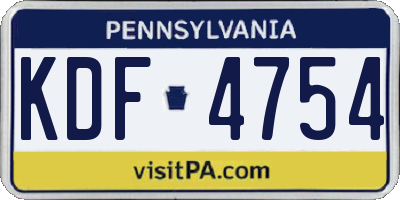 PA license plate KDF4754