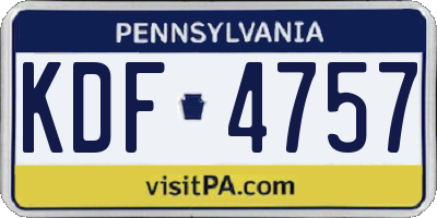 PA license plate KDF4757