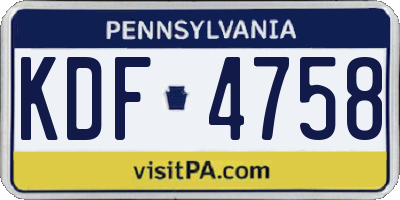PA license plate KDF4758