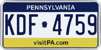 PA license plate KDF4759