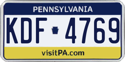 PA license plate KDF4769