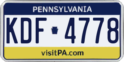 PA license plate KDF4778