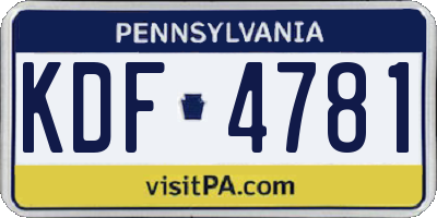 PA license plate KDF4781