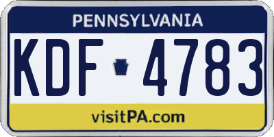 PA license plate KDF4783