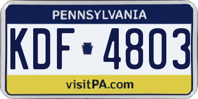 PA license plate KDF4803