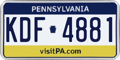PA license plate KDF4881