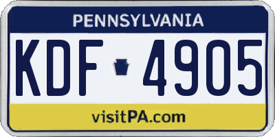 PA license plate KDF4905