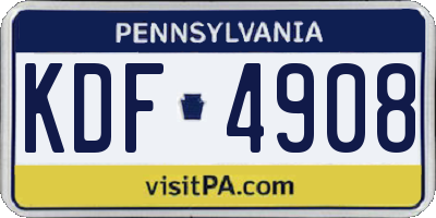 PA license plate KDF4908