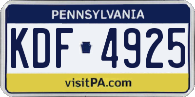 PA license plate KDF4925