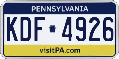 PA license plate KDF4926