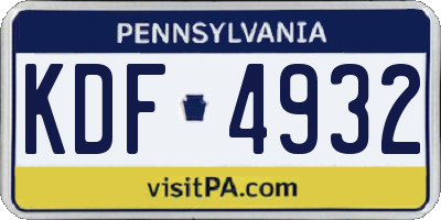 PA license plate KDF4932