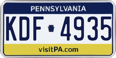 PA license plate KDF4935