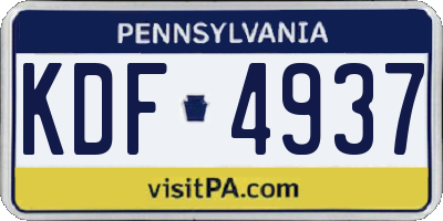 PA license plate KDF4937