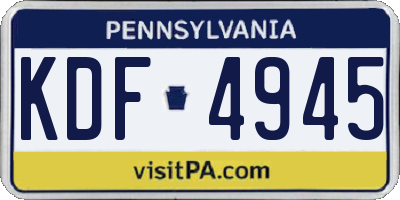 PA license plate KDF4945