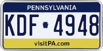 PA license plate KDF4948