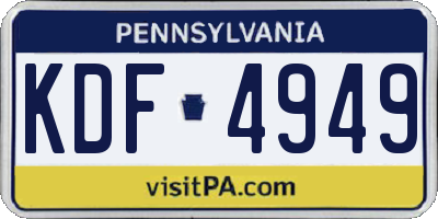 PA license plate KDF4949