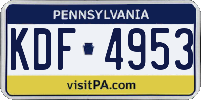 PA license plate KDF4953