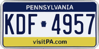 PA license plate KDF4957