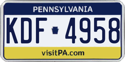 PA license plate KDF4958