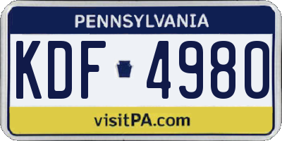 PA license plate KDF4980
