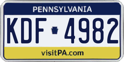 PA license plate KDF4982