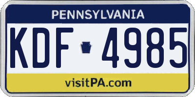 PA license plate KDF4985