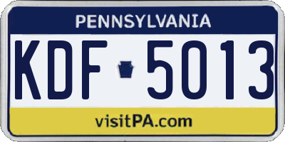 PA license plate KDF5013