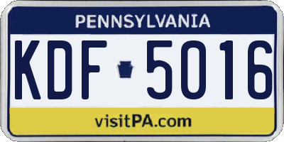 PA license plate KDF5016