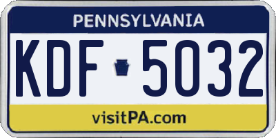 PA license plate KDF5032