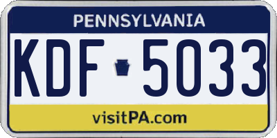 PA license plate KDF5033