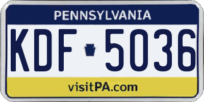 PA license plate KDF5036