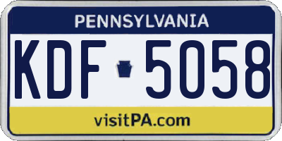 PA license plate KDF5058