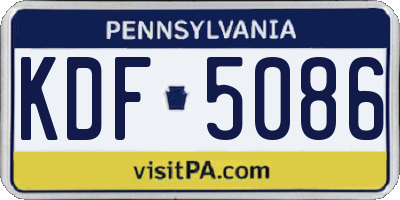 PA license plate KDF5086