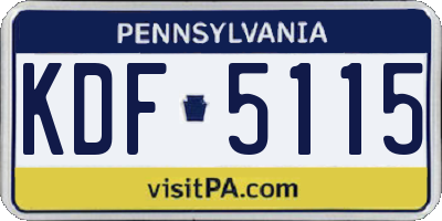 PA license plate KDF5115