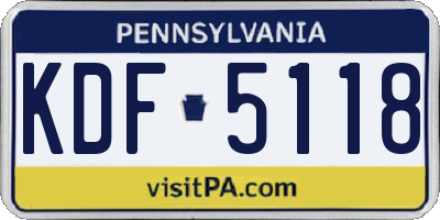 PA license plate KDF5118
