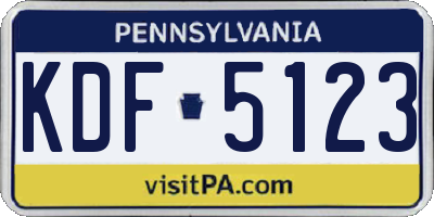 PA license plate KDF5123
