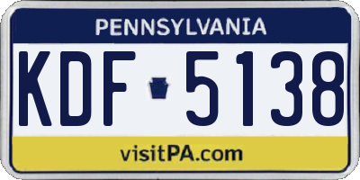 PA license plate KDF5138